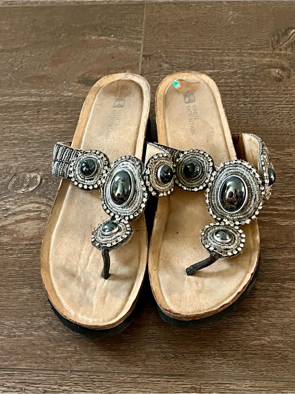 Embellished Black Bead Thong Sandals - Women - Picture 4 of 13